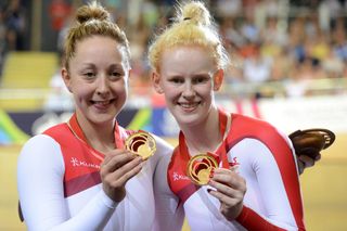 Sophie Thornhill and Helen Scott, tandem winners, Commonwealth Games 2014, track day one, afternoon