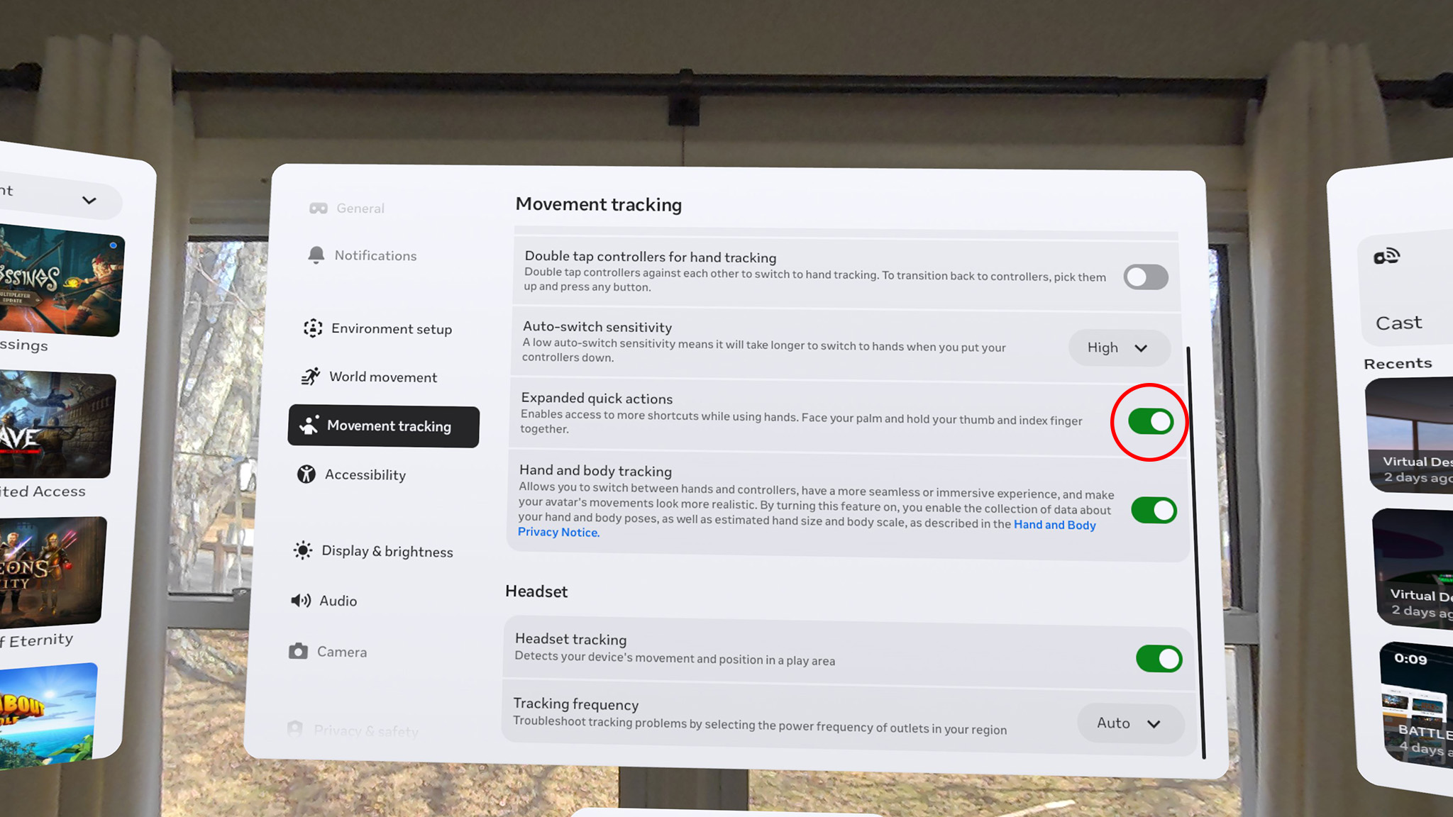 How to enable Expanded Quick Actions on a Meta Quest 3