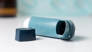 Close-up of an asthma inhaler