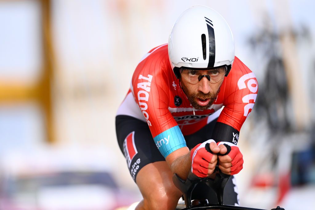 UTRECHT NETHERLANDS AUGUST 19 Thomas De Gendt of Belgium and Team Lotto Soudal sprints during the 77th Tour of Spain 2022 Stage 1 a 233km team time trial in Utrecht LaVuelta22 WorldTour on August 19 2022 in Utrecht Netherlands Photo by Tim de WaeleGetty Images