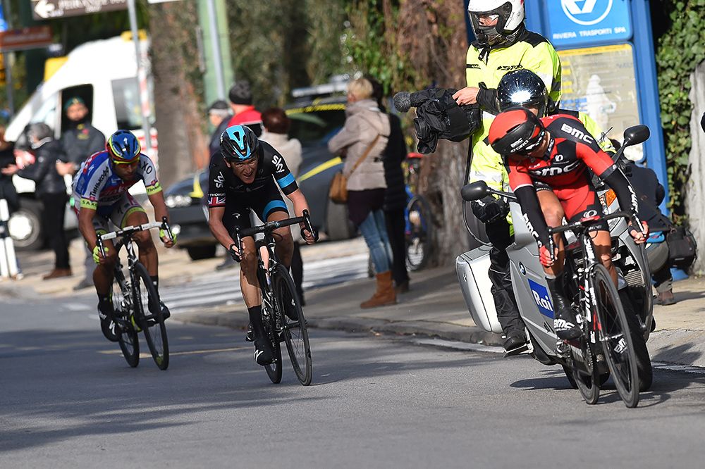 Geraint Thomas and Peter Sagan chase Greg Van Avermaet,