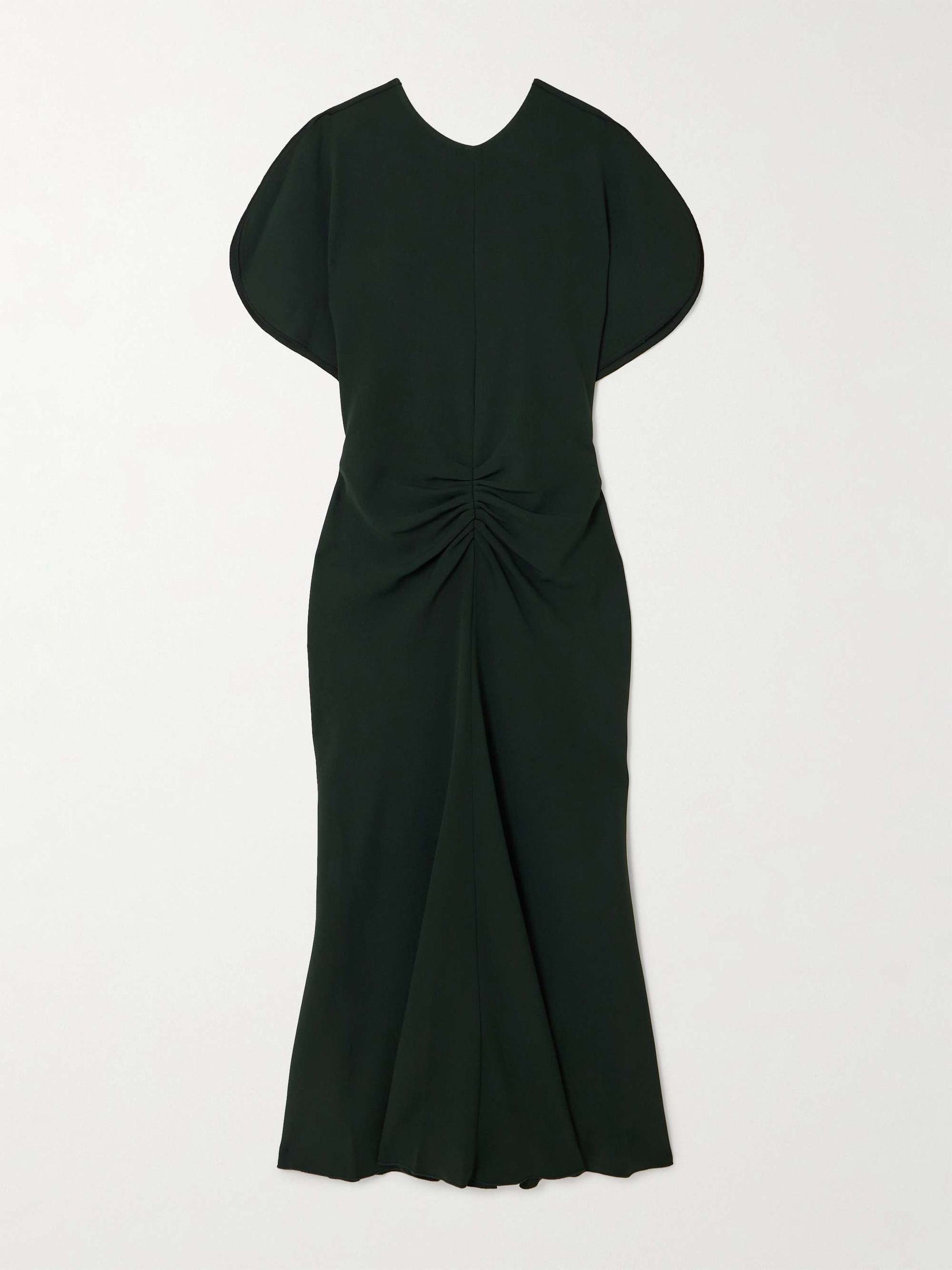 Gathered Crepe Midi Dress
