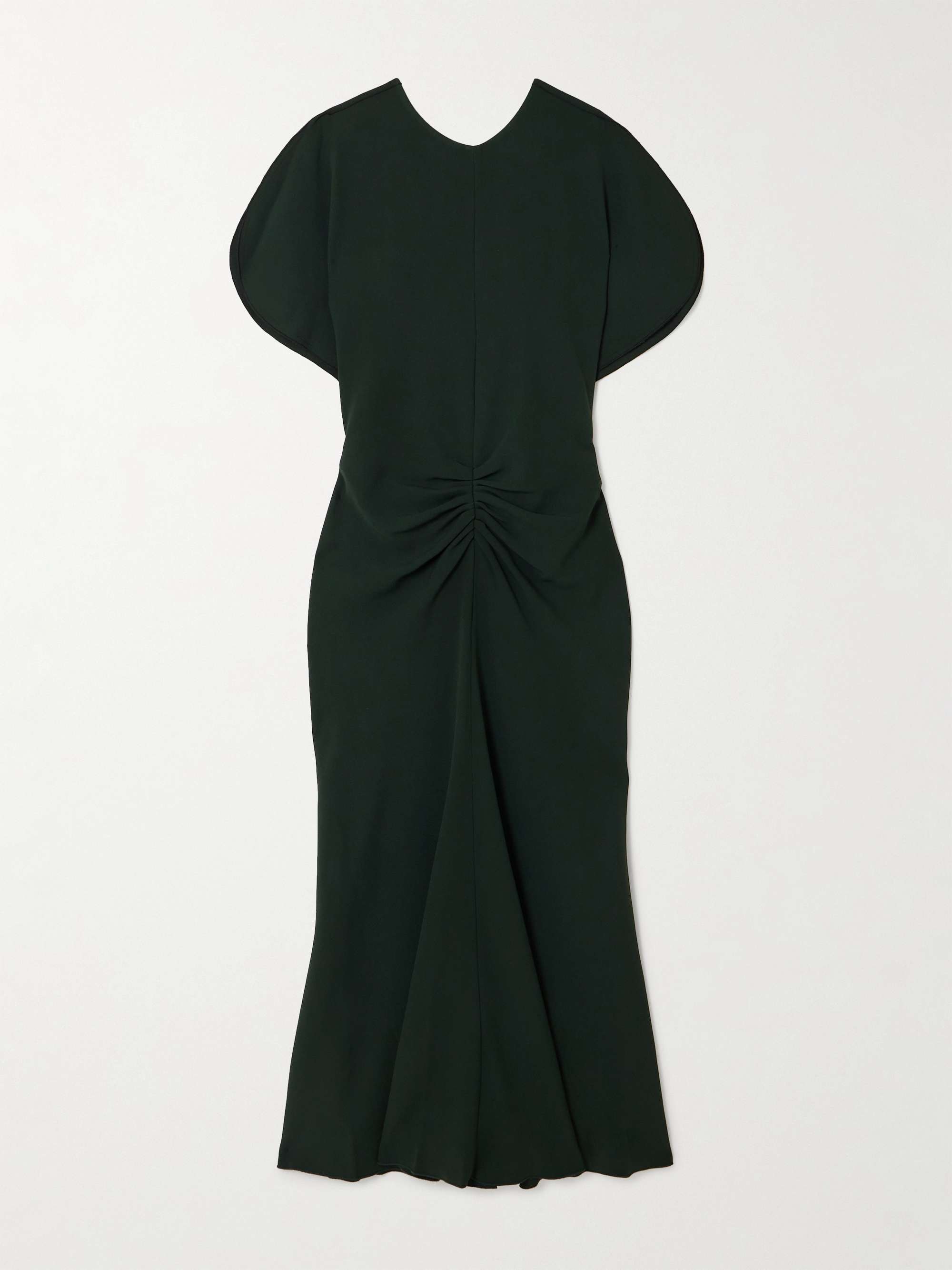 Gathered Crepe Midi Dress