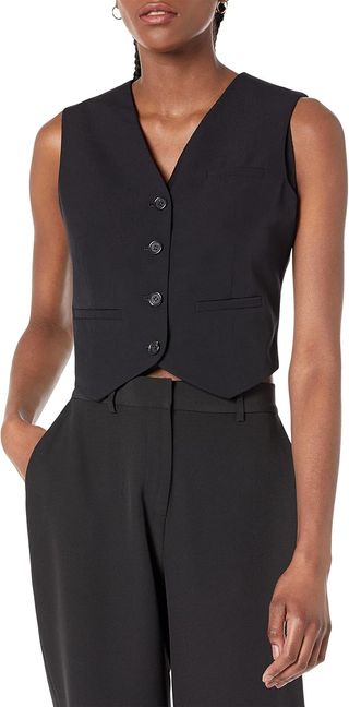 The Drop Women's Sadie Cropped Slim Vest, Black, S