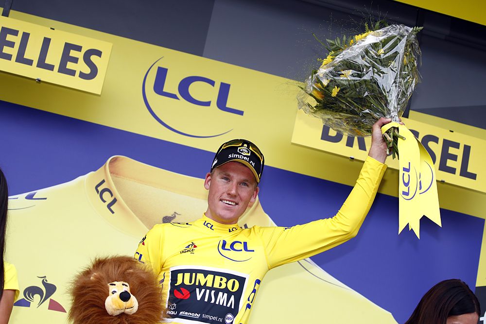Mike Teunissen (Team Jumbo-Visma) wins stage 1 and takes the first yellow leader's jersey at the Tour de France