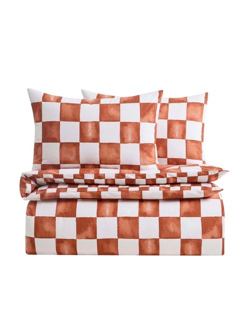 Retro Checkerboard 100% Cotton Duvet Cover & Pillowcase Set