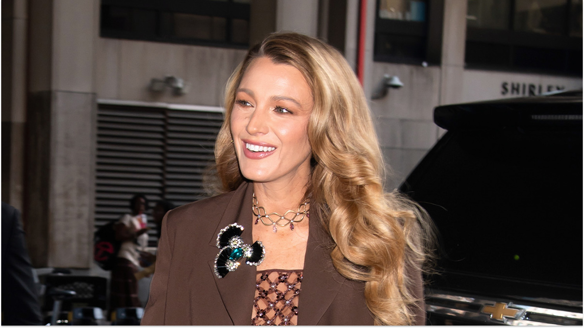 Blake Lively wears a brown outfit to attend a Glossy Pop NYC Event in New York on September, 2025