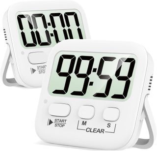 white square timer with large black font