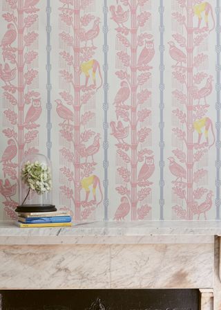 Monkeys and Birds vintage wallpaper, 1958 by Sheila Robinson (Available from St Jude’s)