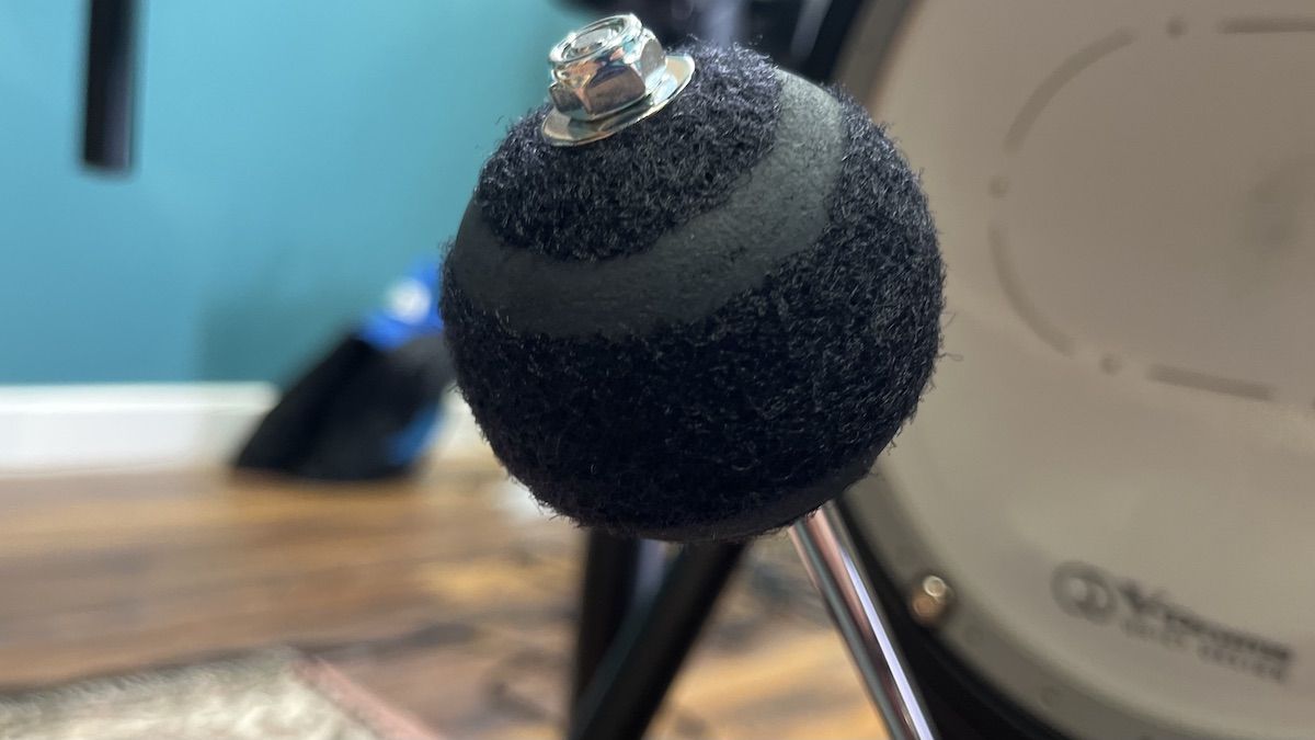 Roland's tennis ball-style bass drum beater helps reduce volume and vibrations