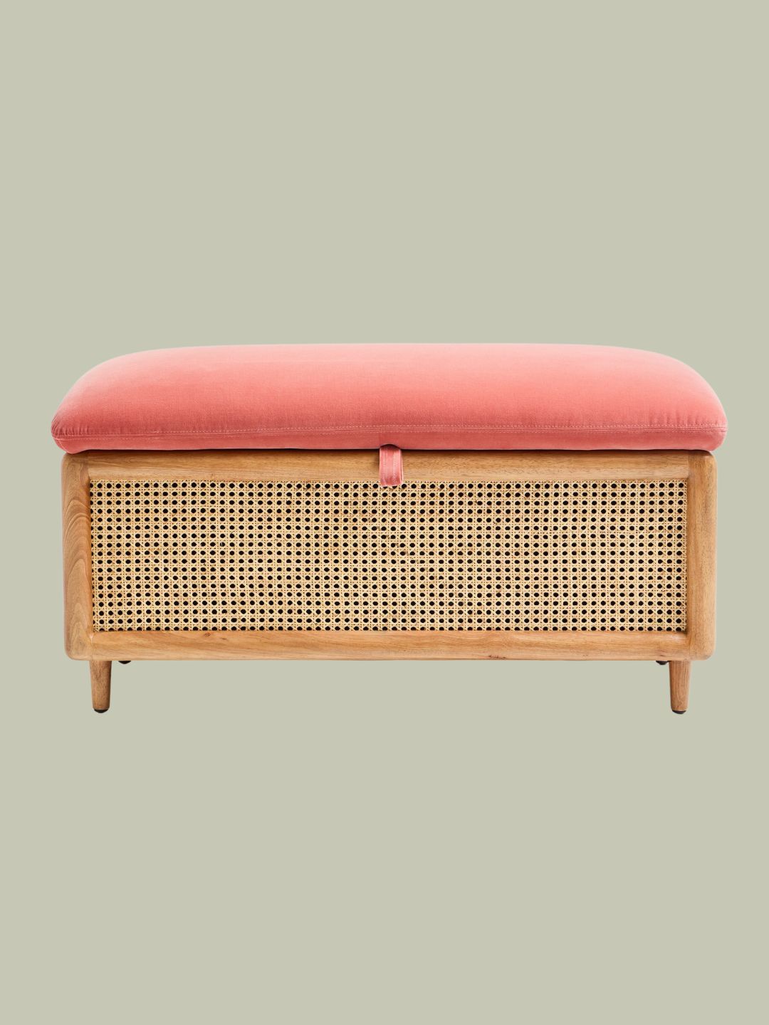 Oliver Bonas Loha Rose Velvet &amp;amp; Rattan Ottoman
