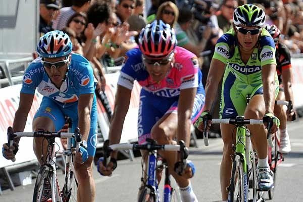 Alessandro Ballan (Lampre), Xavier Florencio Cabre (Bouygues Telecom) and Filippo Pozzato (Liquigas)