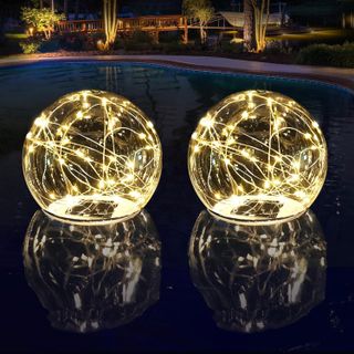 Floating Solar Powered Pool Lights in water