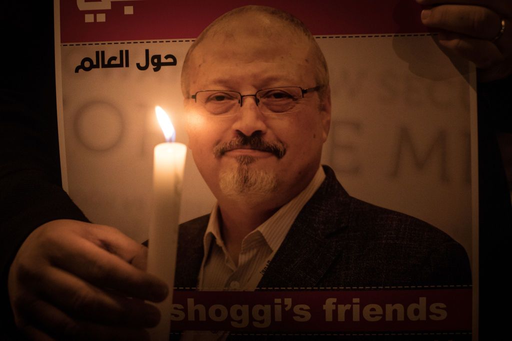 A candlelight vigil for Jamal Khashoggi.