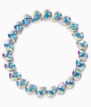 Necklace of sapphires edged in holographic material