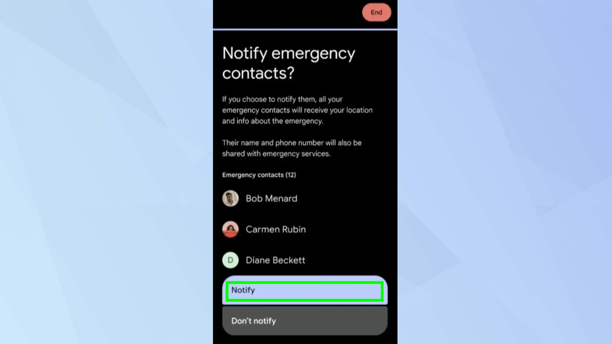 Pixel 9 Satellite SOS notifies emergency contacts