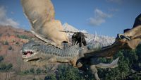 Kliff on a wyvern, shot from the front.