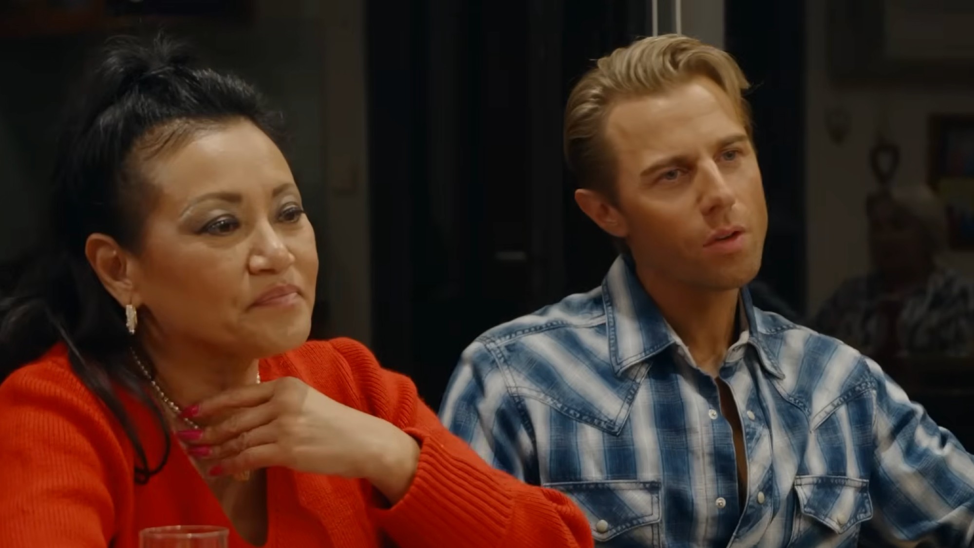 Pattiya and Dylan at dinner with his mother. 
