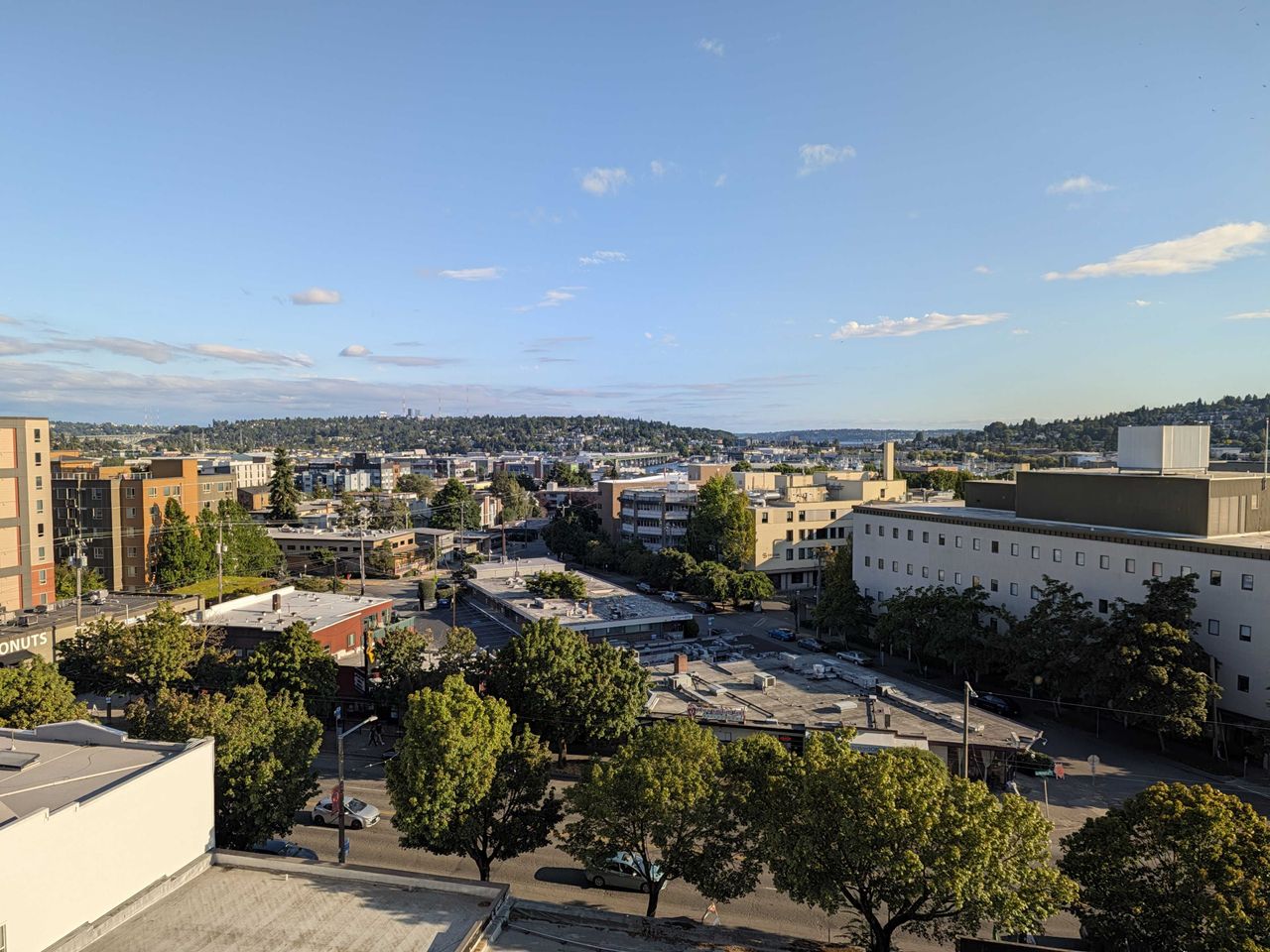 A street and neighborhood as seen from above