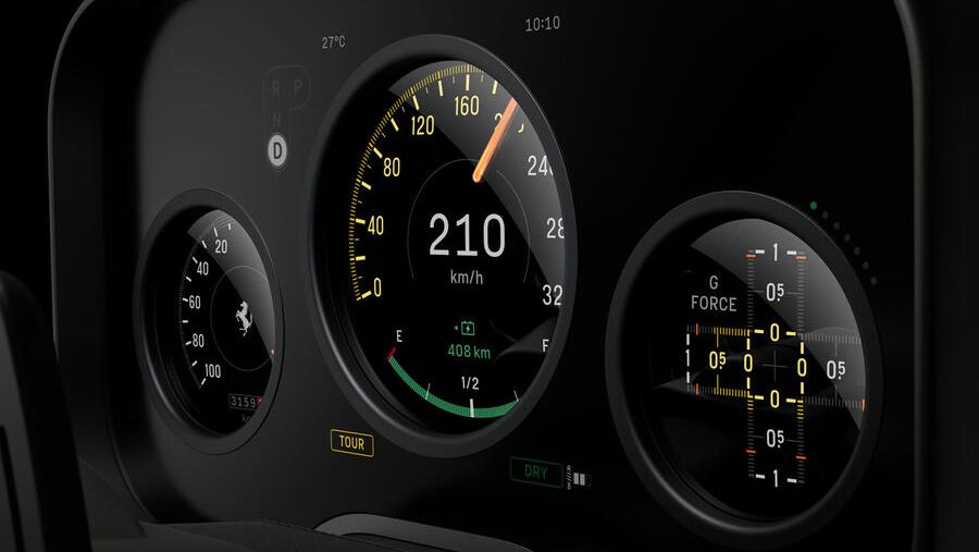 The interior of the Ferrari Luce electric car