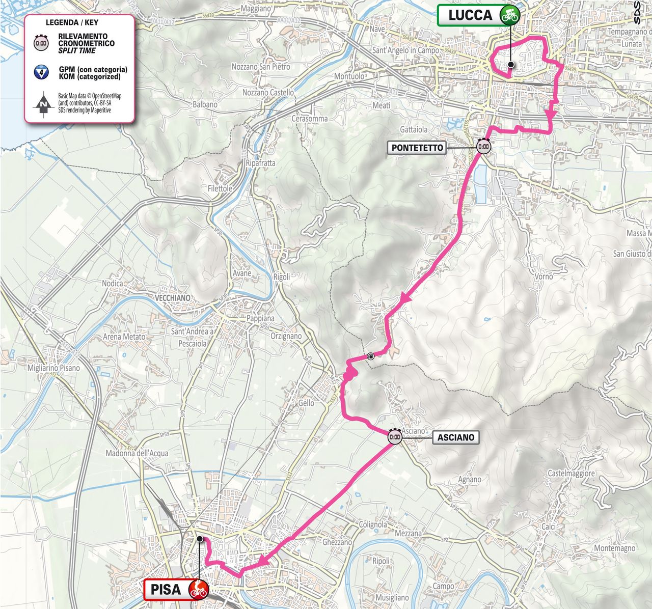 Stage 10 map for the 2025 Giro d'Italia