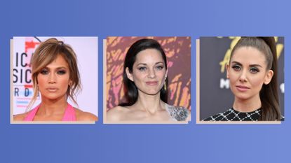 Jennifer Lopez, Marion Cotillard, Alison Brie with strong eyeshadow looks