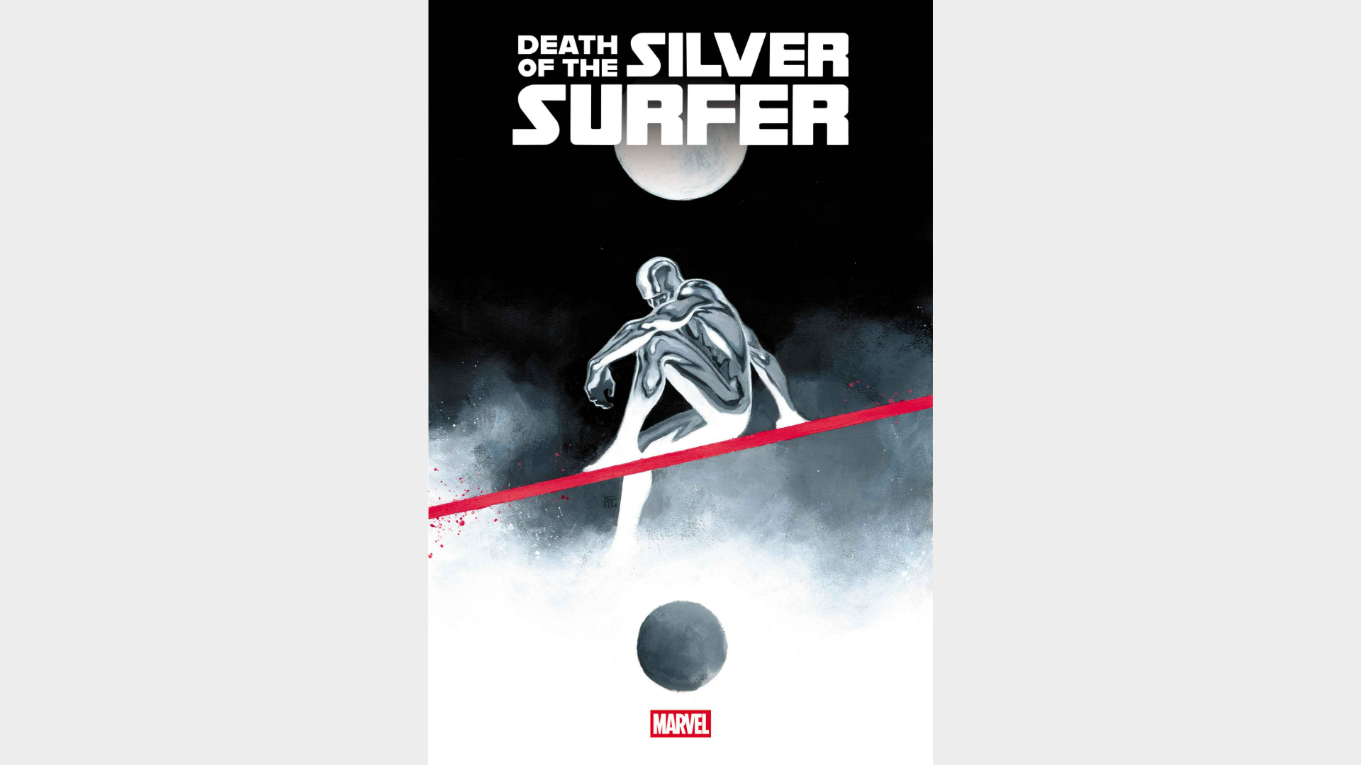 Silver Surfer sitting on his board