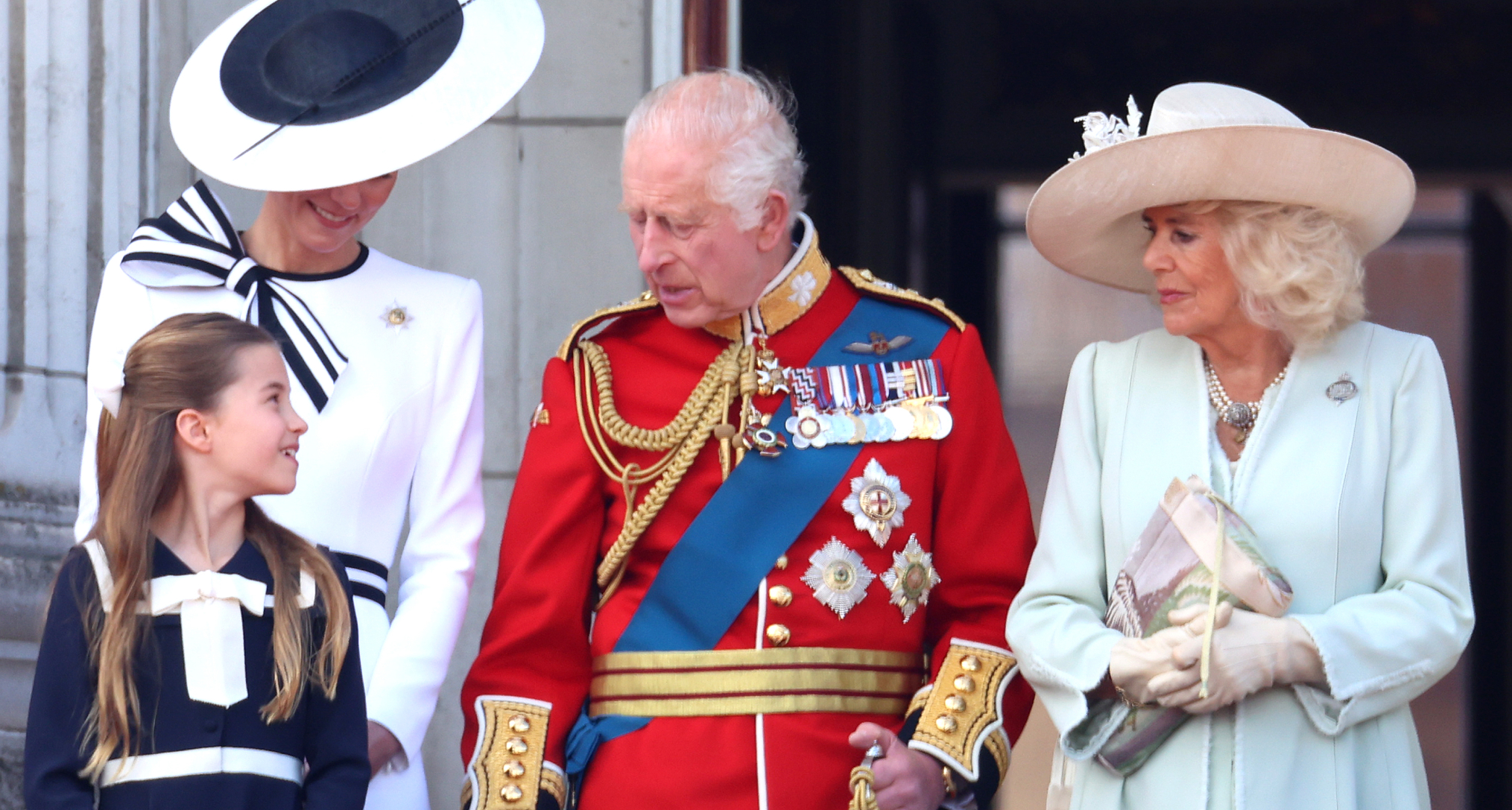 King Charles, Queen Camilla, Princess Kate and Princess Charlotte at Trooping the Colour