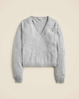 Cashmere Relaxed Cropped V-Neck Sweater