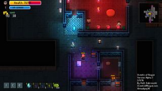 Local multiplayer games — a Streets of Rogue hero faces one of its many randomized, potentially-lethal alleyways.