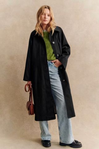 Sézane Clyde Trench Coat in Black