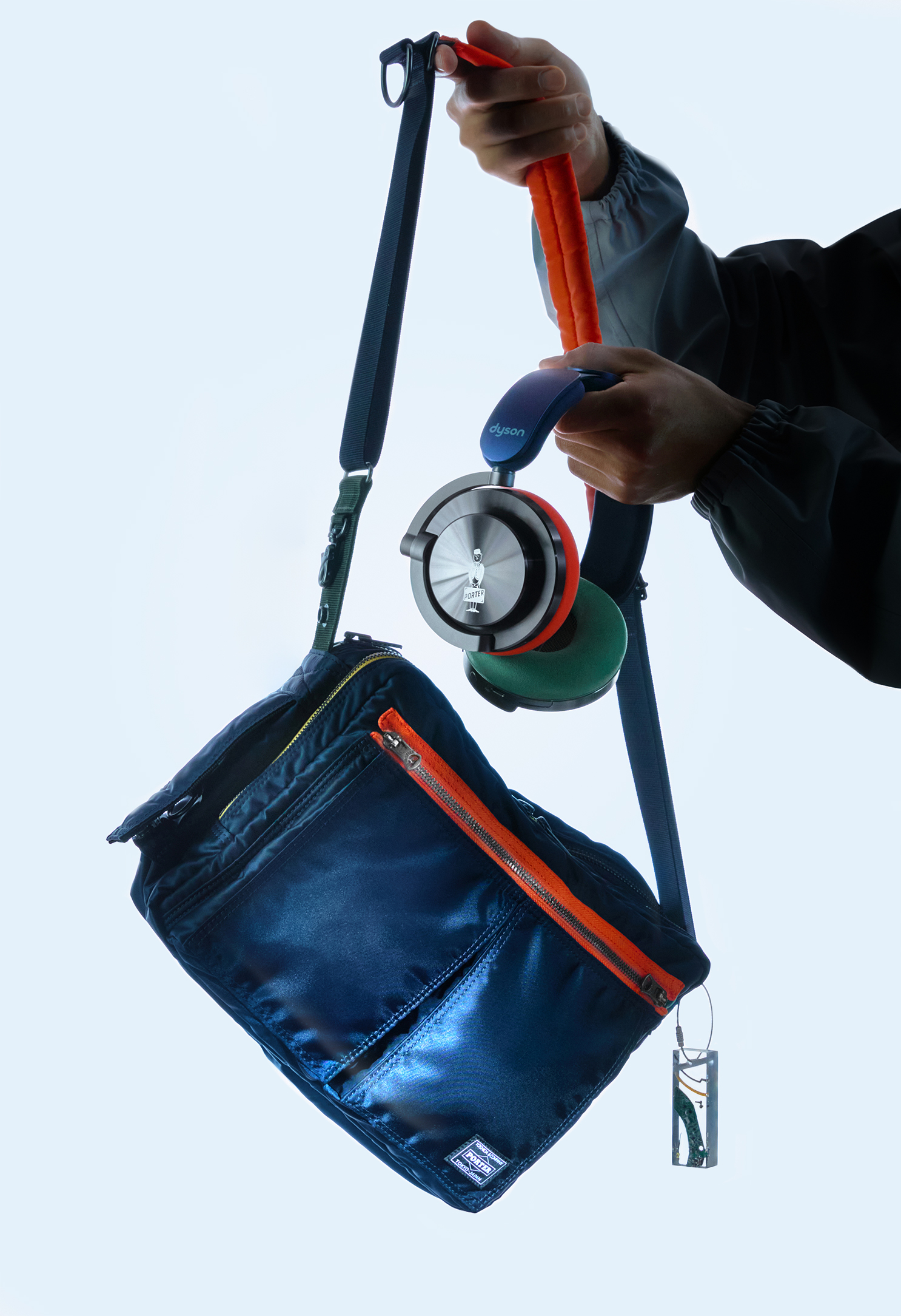 Dyson x Porter Limited Edition OnTrac wireless headphones and shoulder bag
