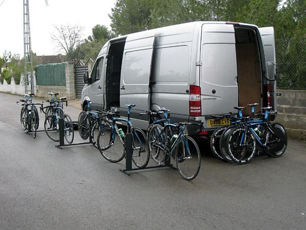 Team Sky's time trial equipment ready to go... fast.