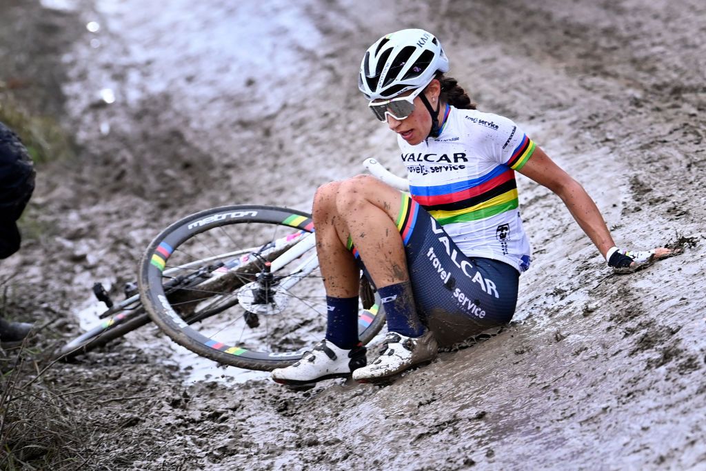 items the first edition of the women elite race of the ParisRoubaix cycling event 1165km from Denain to Roubaix France on datetext BELGA PHOTO photographer Photo by ERIC LALMANDBELGA MAGAFP via Getty Images