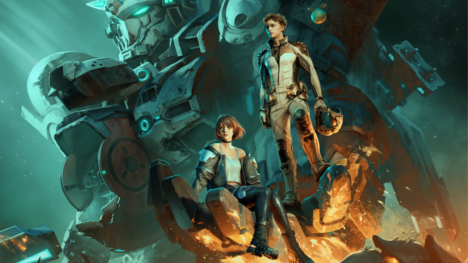 Screens and art for an anime mech game