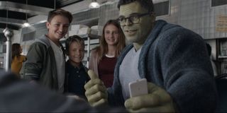 Smart Hulk with the Russo family in Avengers: Endgame