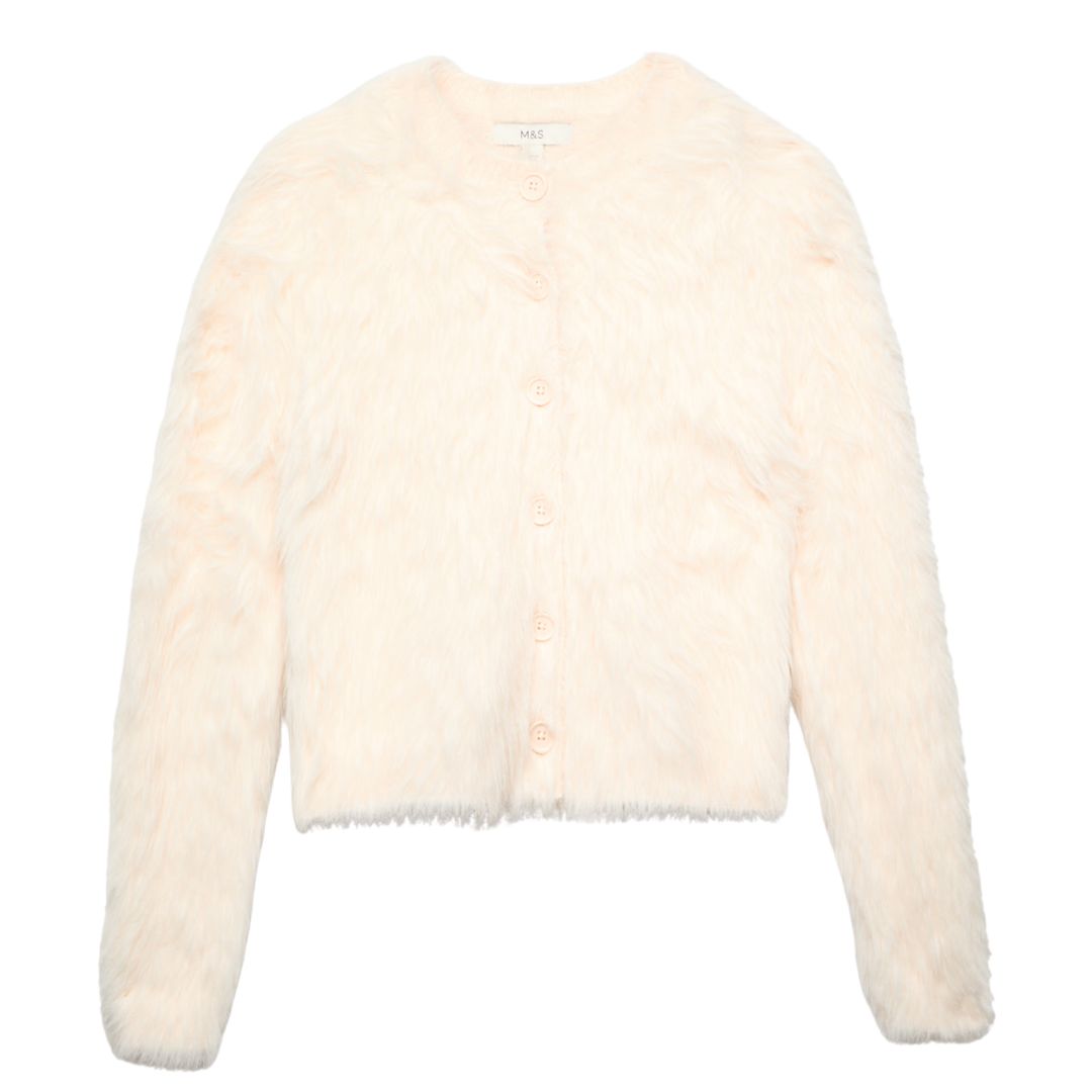 M&amp;amp;S, Textured Button Front Slim Cropped Cardigan