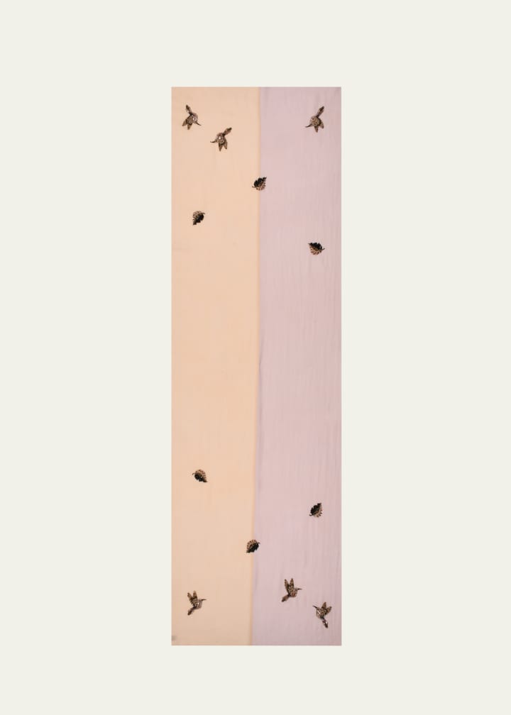 Bird Sequined Merino Wool Scarf