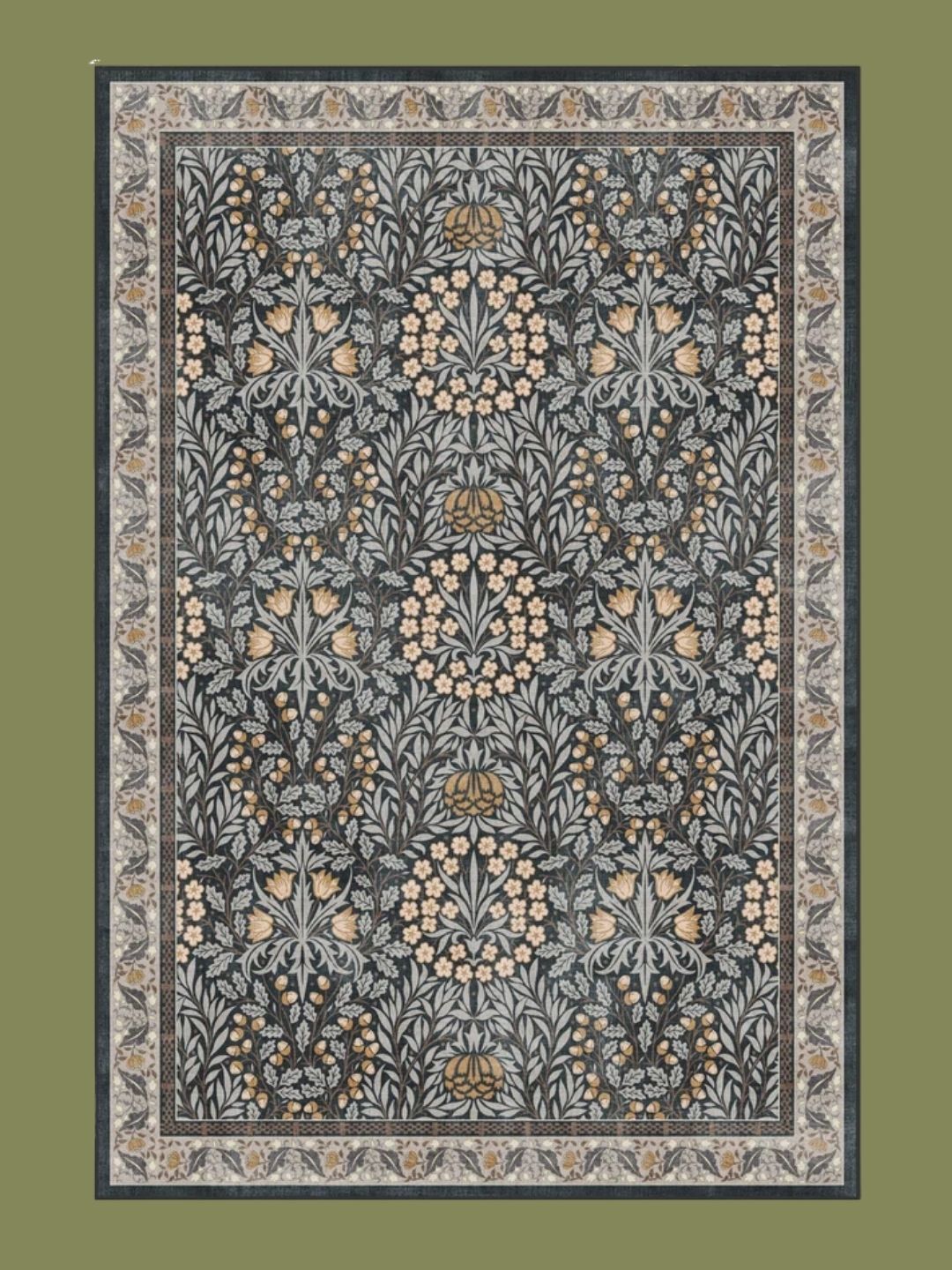 Ruggable x Morris &amp;amp; Co., Daisy &amp;amp; Oak Charcoal Rug