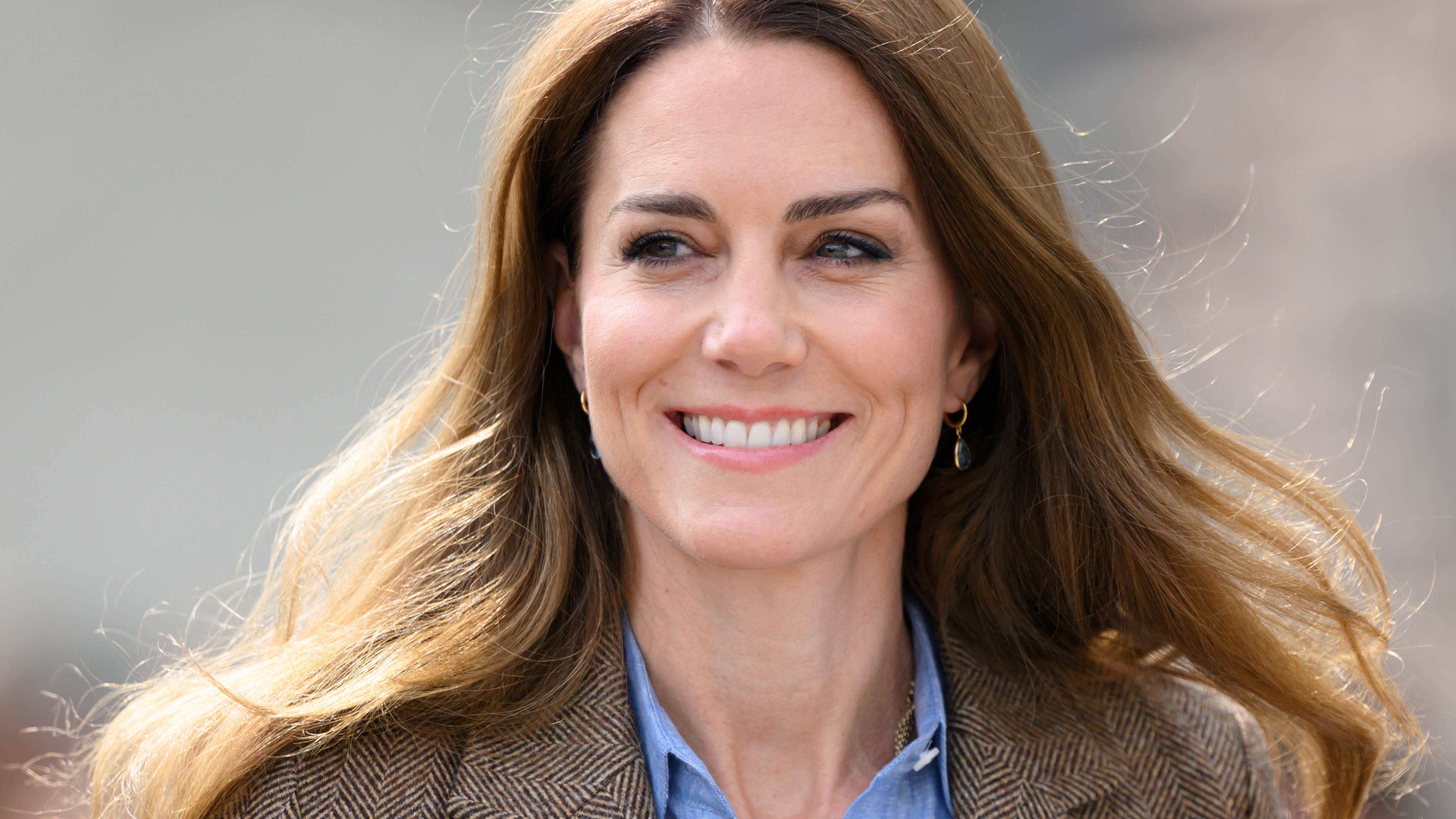 Catherine, Princess of Wales, smiles as she visits Aros Hall, a local community hub on April 29, 2025