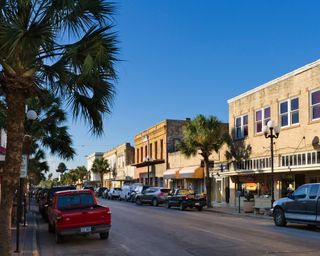 Shops on E Washington Street, Brownsville, Texas, USA