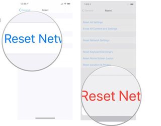 Tap Reset Network, then tap again to confirm that you want to reset the network settings