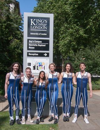Students from Kings College London, UK, wearing the 'Skinsuit' as subjects for a functional evaluation study. Image released Jan. 10, 2014.