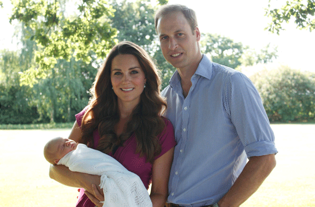 Kate Middleton and Prince William with their newborn baby Prince George