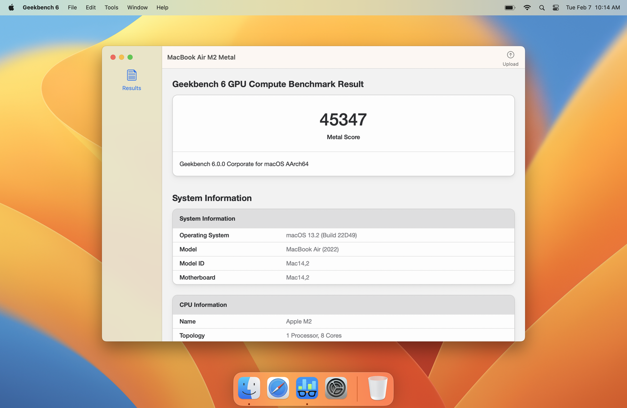Geekbench 6 running on macOS