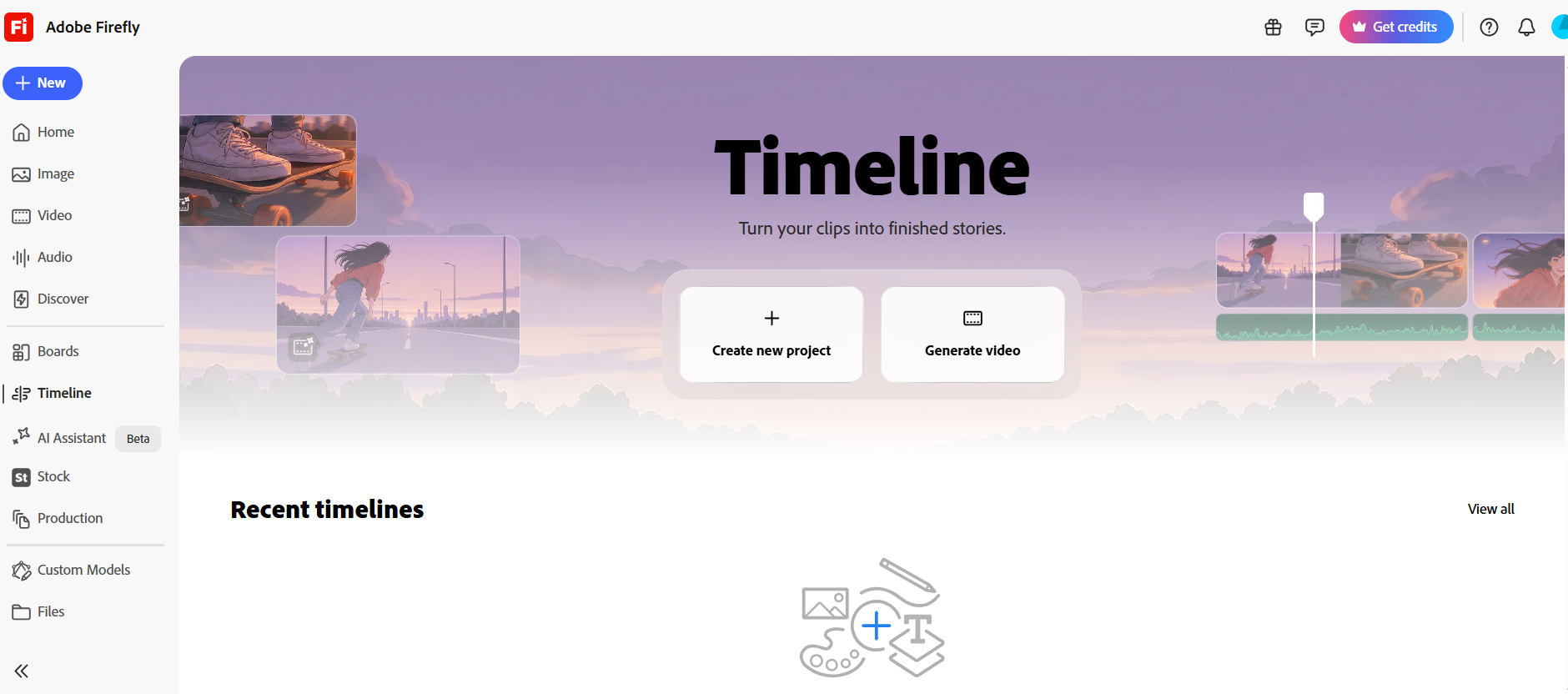 Adobe Firefly Timeline Video Editor in use