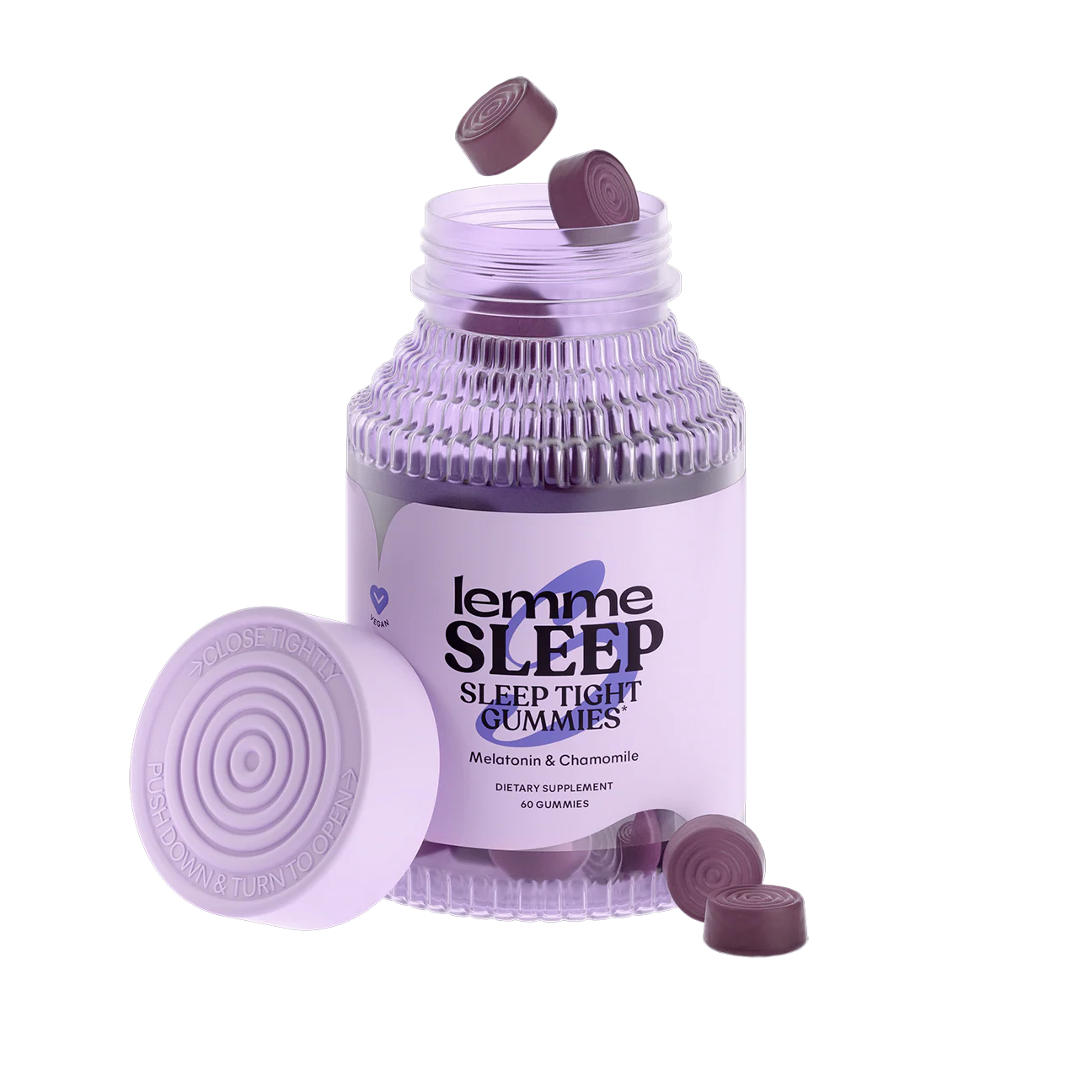 Lemme Sleep Gummies With 5mg Melatonin, Elderberry, Magnesium, L-Theanine, Chamomile and Lavender, Drug-Free Nighttime Sleep Aid, Vegan, Gluten Free, Gelatin Free, Non Gmo, Berry Flavored, 60 Count