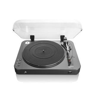 Best budget turntables: the Lenco L-85 shown here in black with a clear hard cover is the ideal choice for beginners