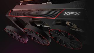 A promotional image of XFX's Magnetic Air fan system, used in three of its AMD Radeon RX graphics card range