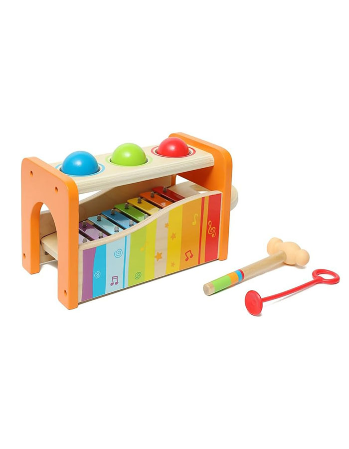 Hape Pound &amp;amp; Tap Bench With Slide Out Xylophone - Award Winning Durable Wooden Musical Pounding Toy for Toddlers
